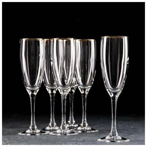 фото Набор бокалов для шампанского 170 мл "золото", 6 шт, с отводкой 4816625 gidglass