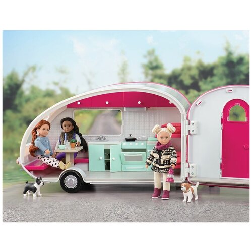 Купить Автофургон для куклы Lori c мебелью и аксессуарами L37011, серый/синий/розовый/серебристый/голубой, пластик
