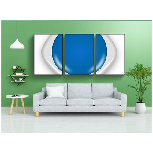 фото Набор модулных постеров для интерьера "кнопка, круглый, синий" 60x90 см. в тубусе, без рамки lotsprints