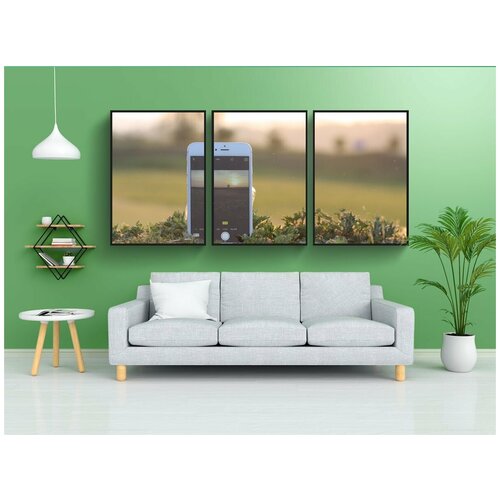 фото Набор модулных постеров для интерьера "iphone, мобильный телефон, телефонный звонок" 60x90 см. в тубусе, без рамки lotsprints