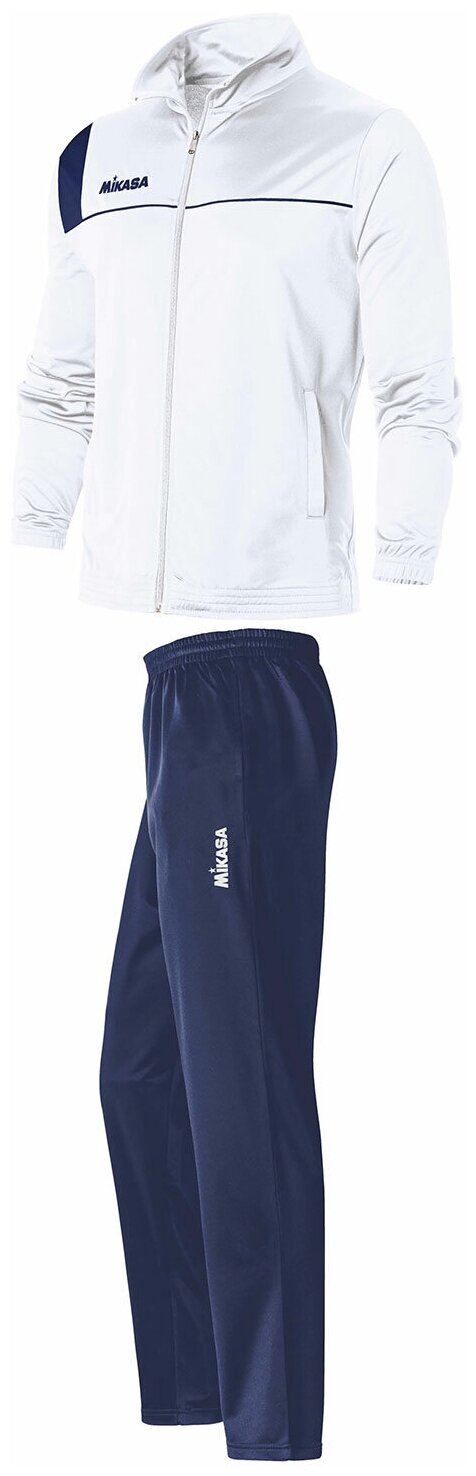Костюм Mikasa, олимпийка, толстовка и брюки, силуэт прямой, карманы, размер S, белый