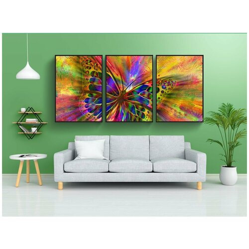 фото Набор модулных постеров для интерьера "расположение, бабочка, эстетика" 60x90 см. в тубусе, без рамки lotsprints