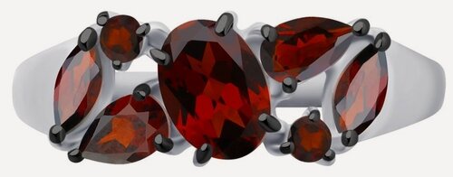 Изображение товара Кольцо, серебро, 925 проба, родирование, гранат