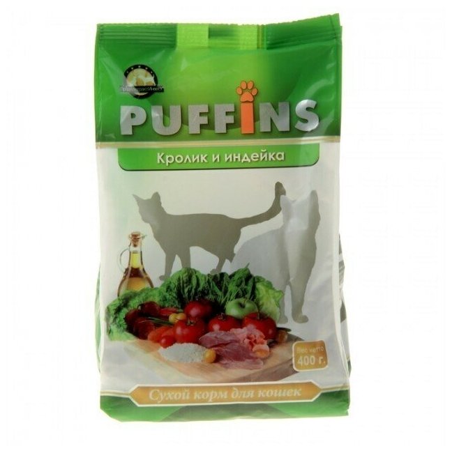 Puffins сухой корм для кошек 400гр Кролик и индейка