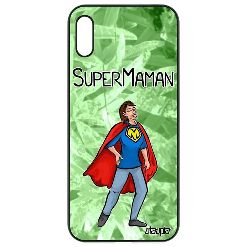 фото Простой чехол для мобильного // honor 8a // "супермама" веселый юмор, utaupia, светло-зеленый