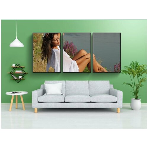 фото Набор модулных постеров для интерьера "лицо, озеро, платье" 60x90 см. в тубусе, без рамки lotsprints