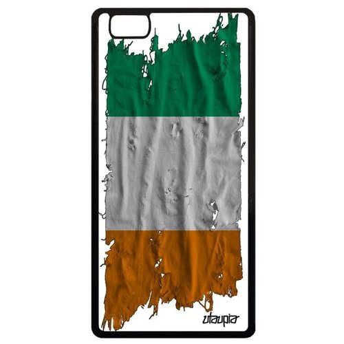 фото Качественный чехол для телефона // huawei p8 lite 2015 // "флаг кот-д'ивуар на ткани" дизайн государственный, utaupia, белый