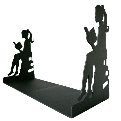 Подставка-ограничитель для книг “Девушка с книгой” 2 шт., металл, цвет чёрный