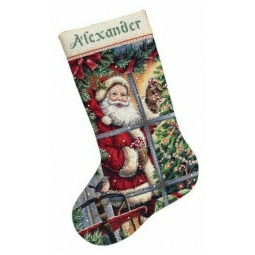 Dimensions Набор для вышивания Candy Cane Santa Stocking (Санта с сахарной трубочкой) 08778 candy cane santa санта с конфетами js202016 mill hill набор для вышивания 9 5 x 12 7 см счетный крест