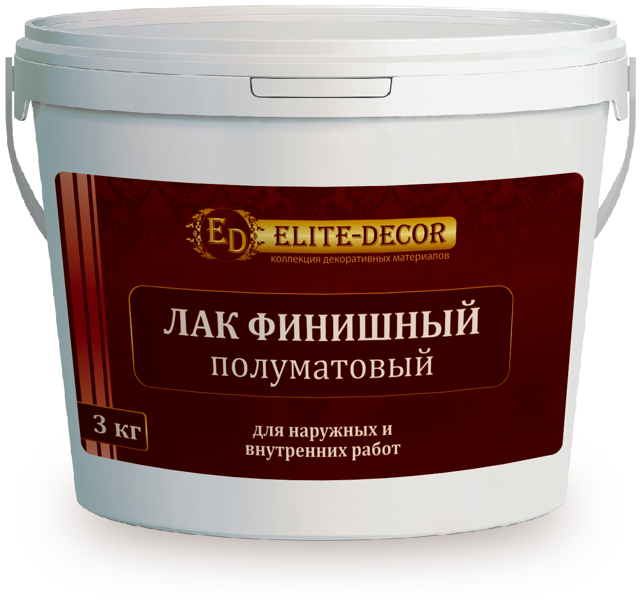 Лак полуматовый сатиновый прозрачный для декоративной штукатурки ( 3кг) ТМ "ELITE-DECOR"