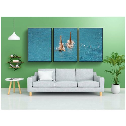 фото Набор модулных постеров для интерьера "плавание, олимпиада, вода" 60x90 см. в тубусе, без рамки lotsprints