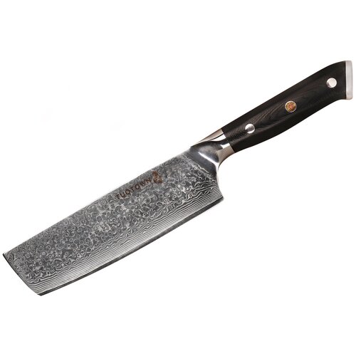 Японский кухонный нож Накири TuoTown G617006, рукоять - композит зеленый перламутр, клинок 17см (VG10-Damascus).