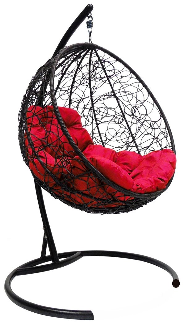 Подвесное кресло m-group круглый ротанг чёрное, красная подушка - фотография № 18