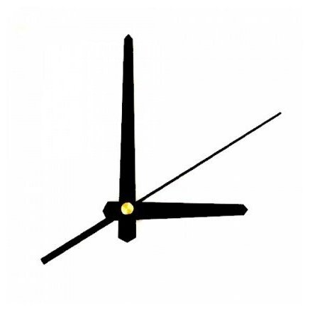 Комплект стрелок для часов часового механизма, часовая 63 мм, минутная 98 мм, секундная 100 мм, черный