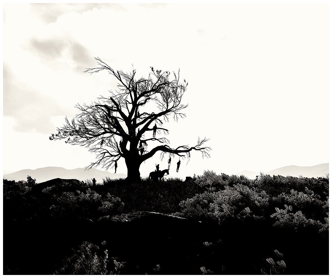 Флизелиновые фотообои Уютная стена "Мертвое дерево из игры Ведьмак" 320х270 см с текстурой Песок