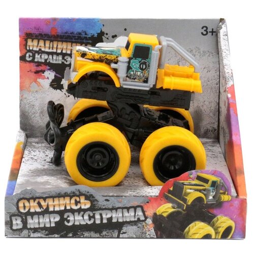 Машина Funky Toys пластиковая, с краш-эффектом, пул-бэк, желтая (60005)