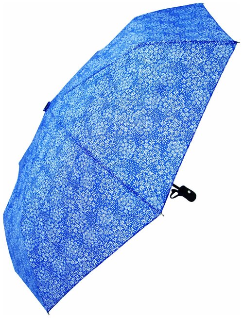 Зонт Rain-Proof, автомат, 3 сложения, купол 98 см, 8 спиц, чехол в комплекте, для женщин, голубой