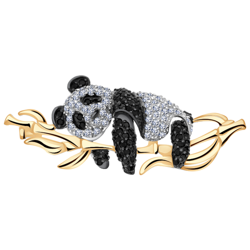 фото Золотая брошь-подвеска александра с фианитом и подвижными частями п789-20ск-ч diamant-online