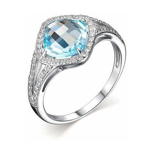 Кольцо с топазом DEWI 9010180211 цвет серебристый/голубой/синий/бирюзовый