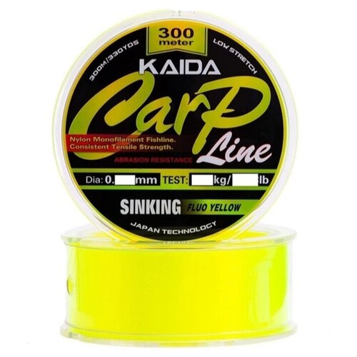фото Леска kaida carp line sinking 300м fluo yellow 0.331мм 8.63кг 19.01lb