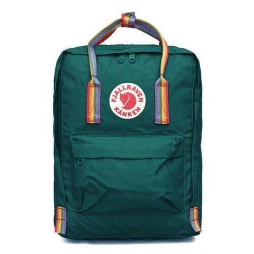 фото Рюкзак kanken с радужными лямками изумрудный fjallraven