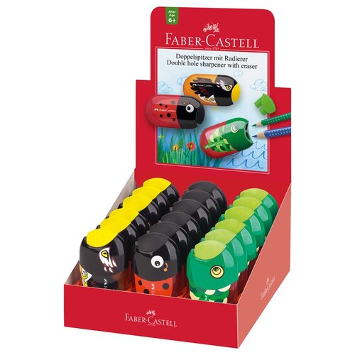 Faber-Castell Точилка Animals, 18 шт. комплект 12 шт точилка пластиковая с ластиком faber castell combi 1 отверстие контейнер ассорти