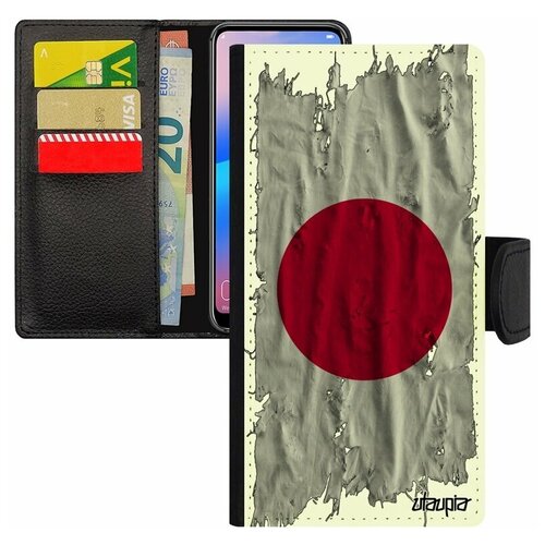 фото Чехол книжка на смартфон galaxy s8, "флаг японии на ткани" патриот государственный utaupia