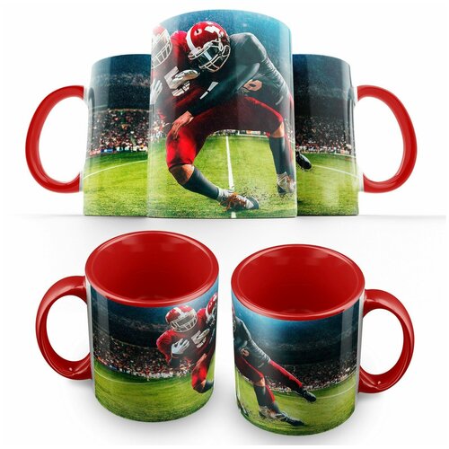фото Кружка красная американский футбол спорт(american football, nfl, форма, спортивная, спортивное) -2 creative mug