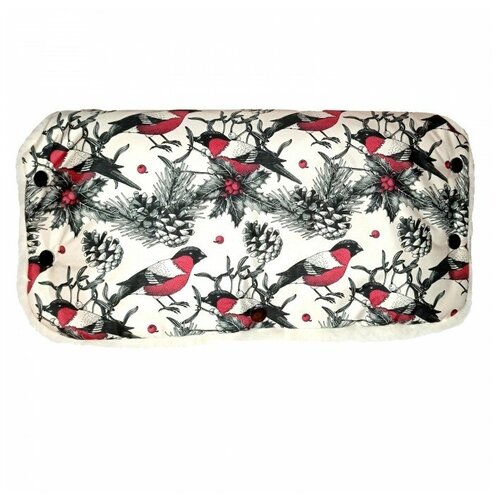 Муфта для рук на коляску Снегири/Алый