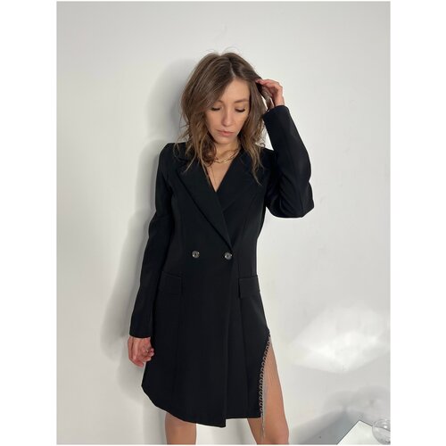 фото Платье - пиджак женское с цепочками my store, черное, размер 42(s) my store.