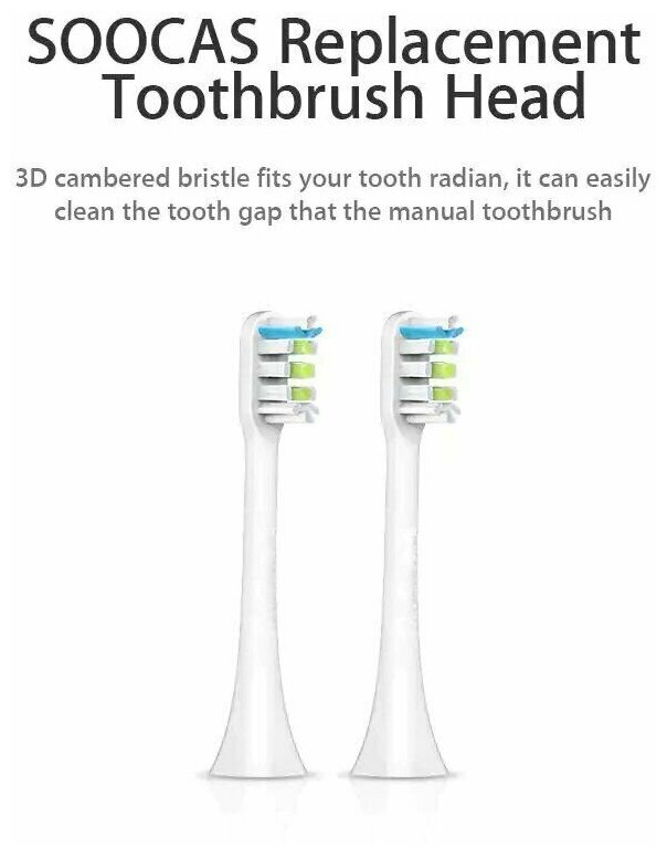 Насадка для зубной щетки Soocas Sonic Electric Toothbrush 2шт, Белый, BH01-P, D3/X1/X3/X3U/X5/V1/X3 PRO - фотография № 16