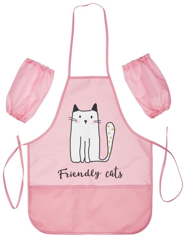 фото Комплект 3 штук, Фартук для труда №1 School Friendly cats карман, нарукав,490x390мм, ФН61-20-2