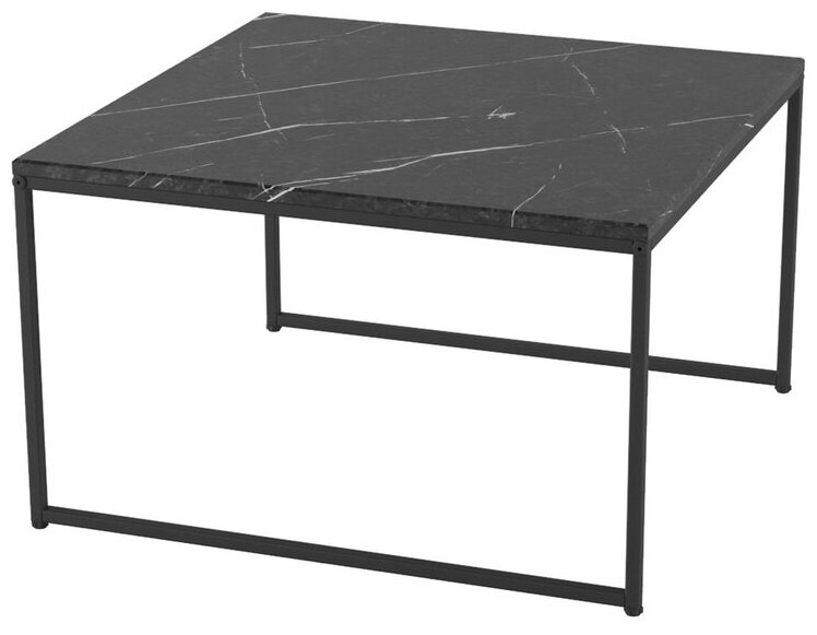 Журнальный столик квадратный PASSO LOVERE, черный мрамор, черные ножки