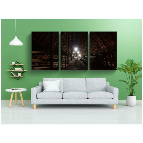 фото Набор модулных постеров для интерьера "крыша, конструкция крыши, чугунная конструкция" 60x90 см. в тубусе, без рамки lotsprints