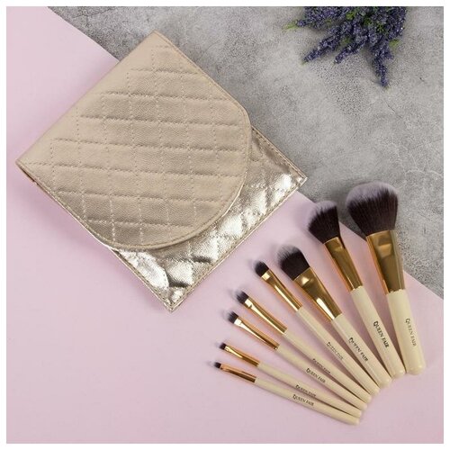 фото Набор кистей "элегант", 8 предметов, чехол на кнопке, цвет золотой queen fair