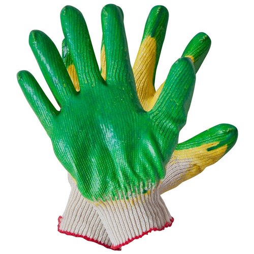 перчатки защитные рабочие перчатки хб с двойным латексным обливом 5 пар Перчатки рабочие защитные с двойным латексным обливом, безразмерные, 5 пар