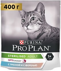 Сухой корм для стерилизованных кошек и кастрированных котов Pro Plan с высоким содержанием трески и c форелью 400 г