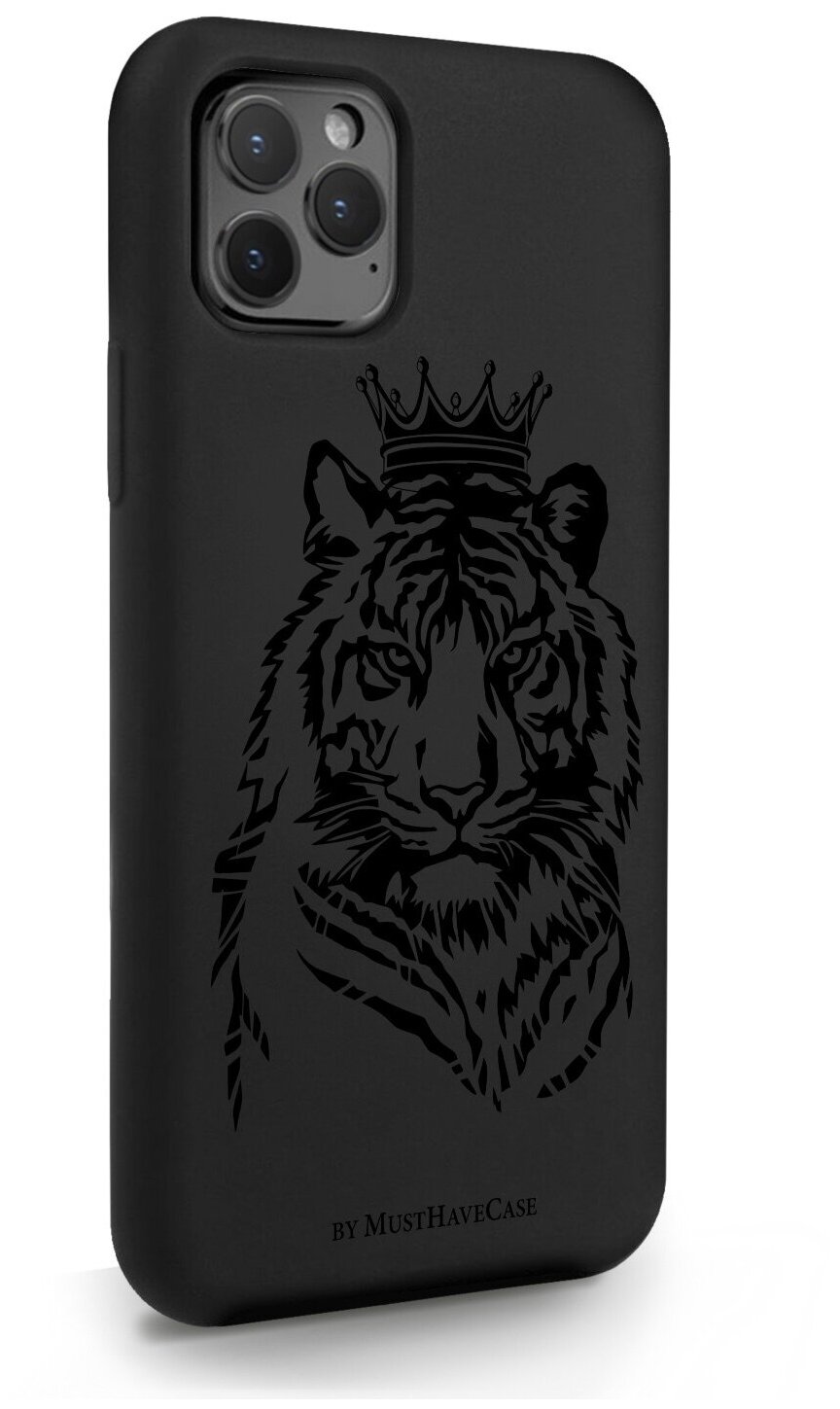 Черный силиконовый чехол MustHaveCase для iPhone 11 Pro Тигр с Короной для Айфон 11 Про