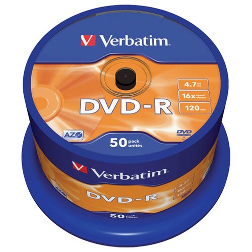 фото Диск dvd-r 4.7gb verbatim 16x cake box (50шт)