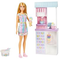 Игровой набор Barbie Магазин мороженого, HCN46 розовый