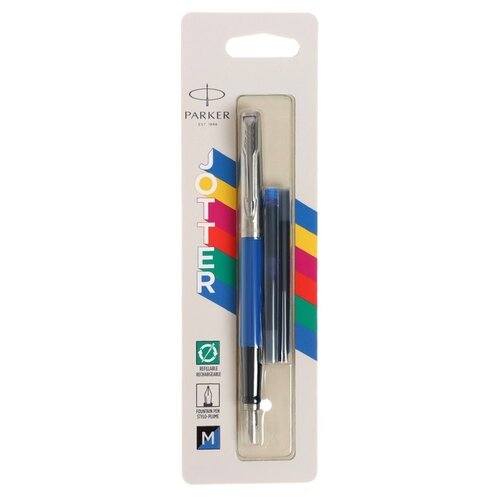 ручка перьевая parker jotter original f60 red ct f корпус из нержавеющей стали пластика 2096898 PARKER Набор перьевой ручки F60 с двумя картриджами, 1 мм, 2096858, 1 шт.