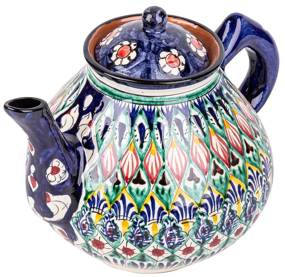 Чайник узбекский керамический 2 л (Риштан синий) - фотография № 1