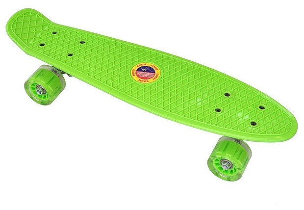 Скейтборд E33095 56x15cm, со светящимися колесами, зеленый, SK503