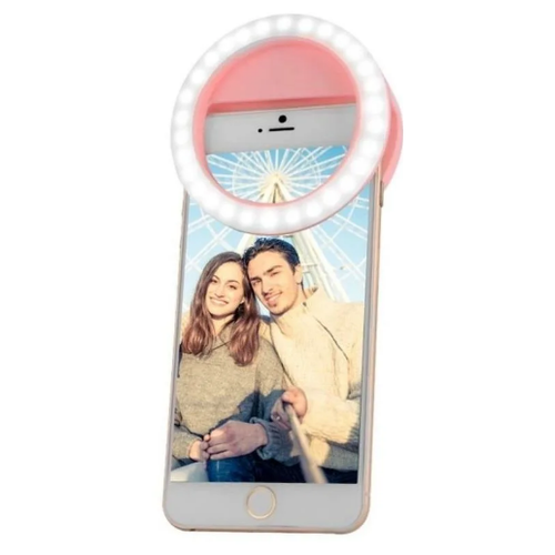 фото Кольцо для селфи на батарейках selfie ring light pink