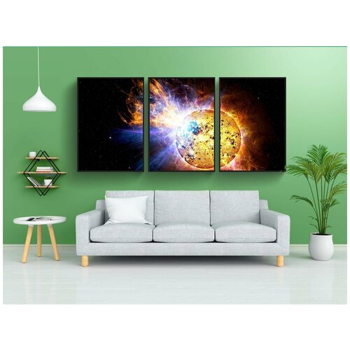 фото Набор модулных постеров для интерьера "солнечная вспышка, отблеск, взрыв" 60x90 см. в тубусе, без рамки lotsprints