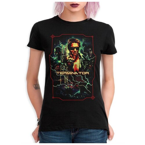 Футболка DreamShirts Терминатор / The Terminator / Арнольд Шварценеггер Женская Черная XL