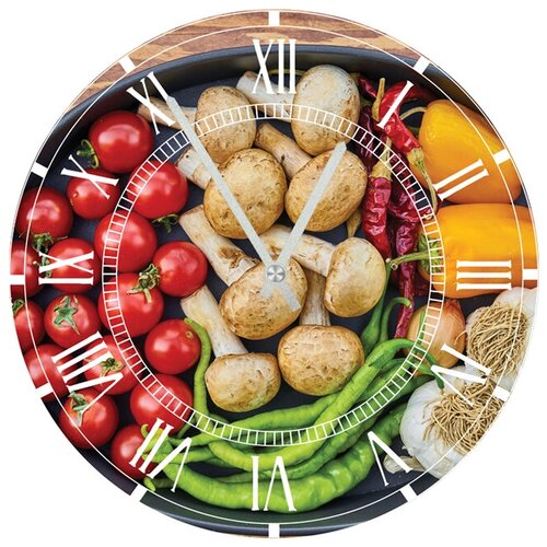 фото Svs настенные часы svs 3001293 kitchen овощное ассорти