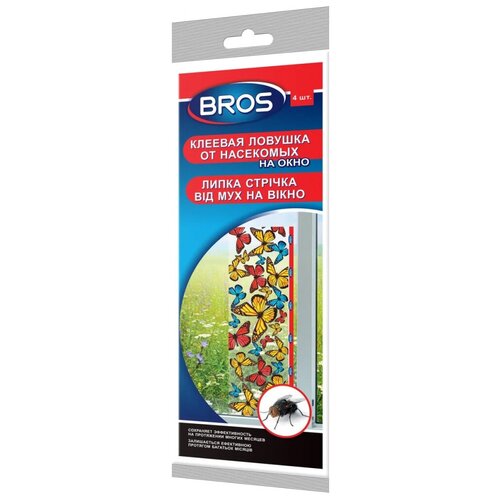 Декоративная липкая полоска от мух и фруктовых мошек на окна, горшки BROS 700257
