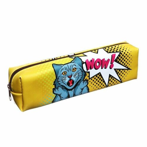 Пенал школьный Серый кот на молнии 728₽