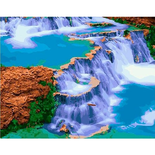 Голубой водопад. Картина по номерам на подрамнике, ВанГогВоМне, 40х50 см. водопад картина по номерам на подрамнике вангогвомне 40х50 см